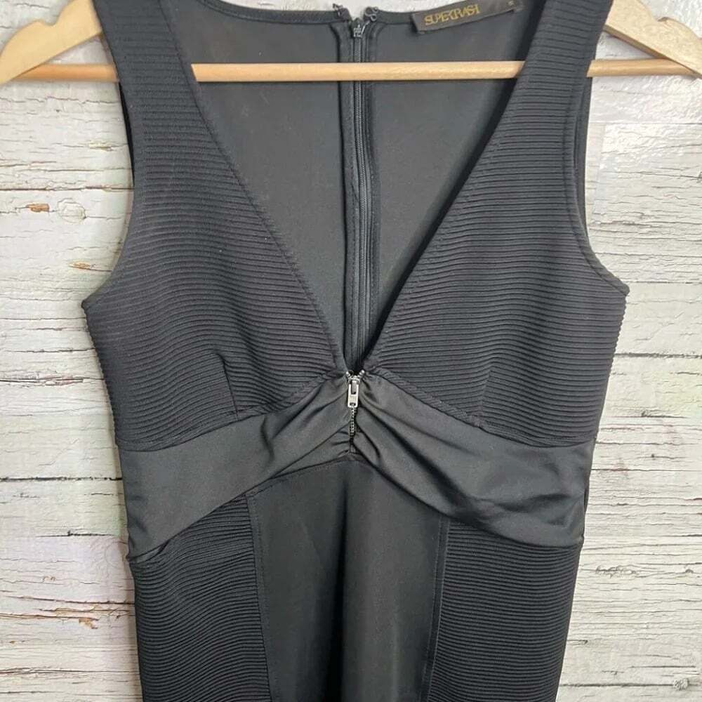 Supertrash black dress size small zip up sheath - Picture 3 of 8